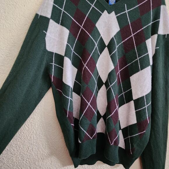 Joseph & Lyman Pullover Crewneck 100% Cashmere Sweater Men XL Green Preppy Dad - Picture 6 of 7